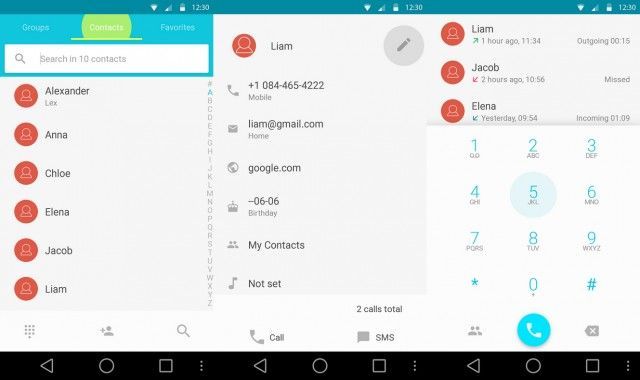 Dialer al estilo Android L.
