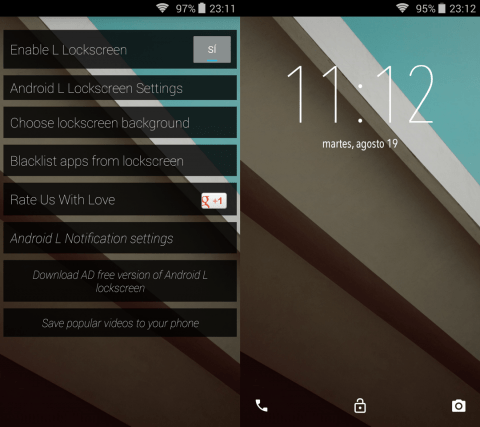 Pantalla de bloqueo al estilo Android L.