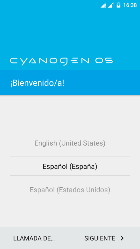 Cyanogen OS - Selección idioma